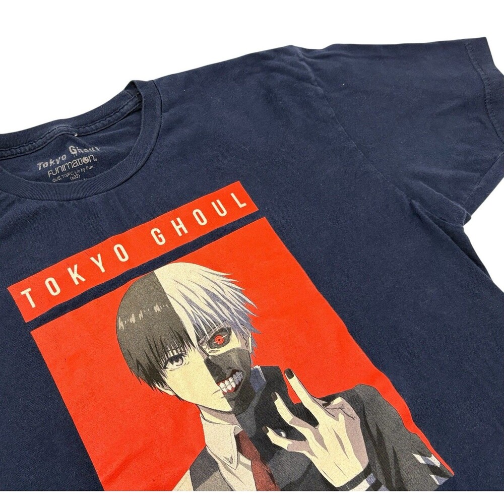 Tokyo Ghoul Ken Kaneki Anime CrunchyRoll Men’s L T-Shirt Navy Blue